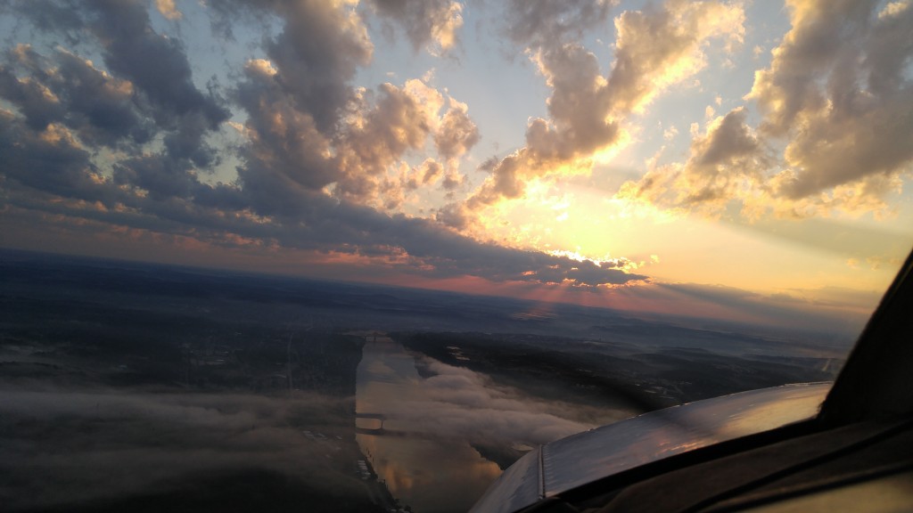 Turning east into the sunrise over the Beaver area